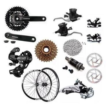 Imagem de Kit Grupo Shimano Tourney 24v Freios Disco Rodas 29 Bike Mtb, Shimano