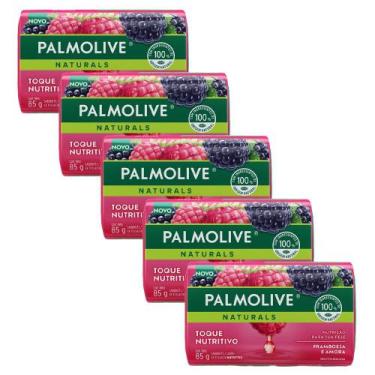Imagem de Kit 5 Sabonetes em Barra Palmolive Naturals Toque Nutritivo Framboesa 