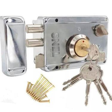 Imagem de Fechadura Anti Furto Chave Com Trava Sobrepor Para Porta Portão De Seg