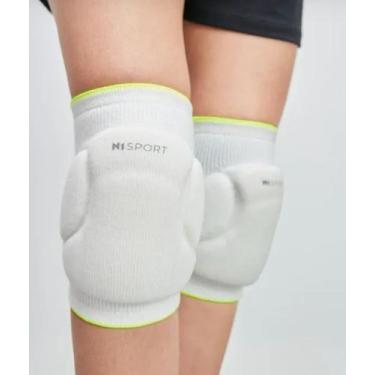 Imagem de Joelheira Volei N1 SPORT com Protecao Flyer, Branco, Amarelo, G