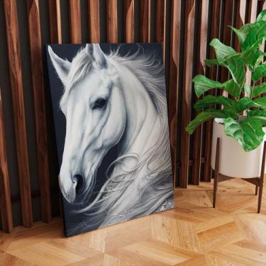 Imagem de Quadro Tecido Canvas Cavalo Branca Corrida Mangalarga 03 - LindaCasaPr