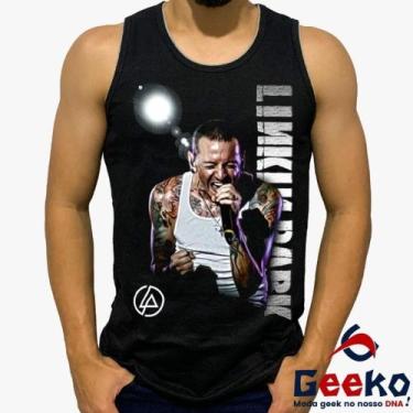 Imagem de Regata Linkin Park 100% Algodão Chester Bennington Rock Geeko, Preto, 
