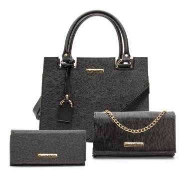 Imagem de Bolsa Carteira Feminina Para Festa E Dia Dia Kit Com 3 Peças - Lavive 
