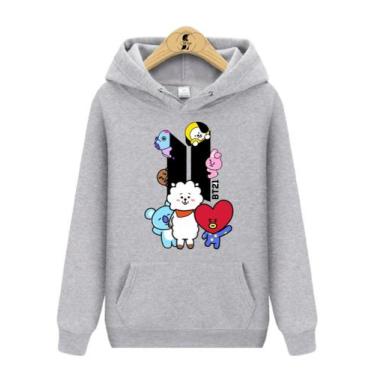 Imagem de Blusa de Moletom Canguru BTS Mascotes BT21 Kpop II - Wess Store, Cinza