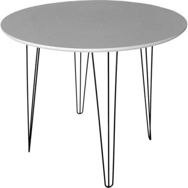 Imagem de Mesa Jantar 60cm Redonda Com Pé Hairpin - Jthome, Branco, 70cm