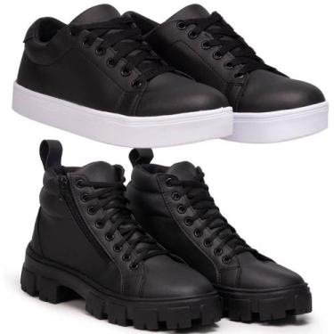 Imagem de Kit Tênis E Bota Feminina, 1 Coturno Preto + 1 Tenis Preto. - Fierre, 