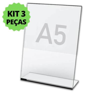 Imagem de Display Expositor A5 Em L Ps Acrílico Balcão Mesa Kit 3 Pçs - Art Prin