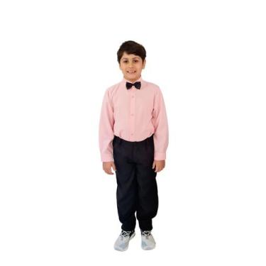 Imagem de Camisa Social Infantil Rosa Botão Manga Longa Festa Pajem - JL Kids, 2