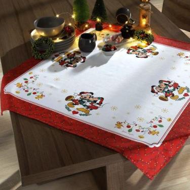 Imagem de Toalha Centro de Mesa 78cmx78cm Mickey e Minnie Natal - Dohler