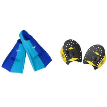 Imagem de Kit Natação Speedo Nadadeira Dual Swim Fin + Palmar Power Paddles Trei