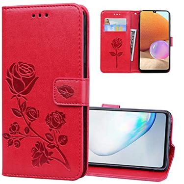 Imagem de Monwutong Capa tipo coldre tipo carteira para Xiaomi Poco X4 Pro 5G, capa de couro PU à prova de choque com fecho magnético e compartimentos para cartões para Xiaomi Poco X4 Pro 5G MG Vermelho