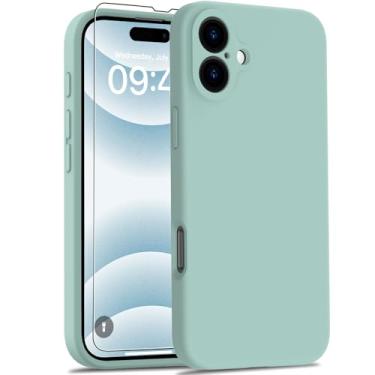 Imagem de Goodon Capa projetada para iPhone 16 Plus com protetor de tela - capa de câmera aprimorada - forro de microfibra macia - capa protetora de silicone líquido à prova de choque para homens, mulheres e