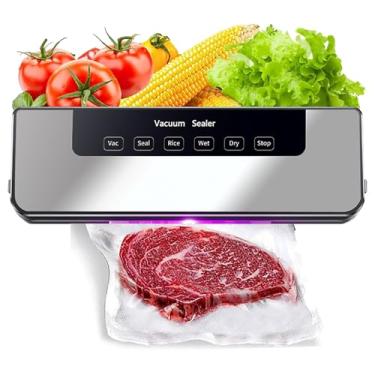 Imagem de Máquina seladora a vácuo, seladora compacta e rápida, modos seco e úmido, poderoso sistema de vedação de ar de sucção pode ser conectado a uma mangueira de sucção externa, 65KPa (individual)