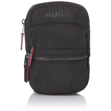 Imagem de HUGO Bolsa tiracolo pequena com logotipo repeat, Groselha preta, One Size