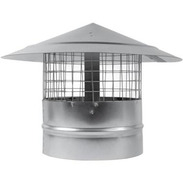 Imagem de Tampa de telhado de aço galvanizado redonda de 15 cm com malha - capa de chaminé à prova de intempéries - protetor de chuva para duto de lareira - tampa superior de ventilação de exaustão ou