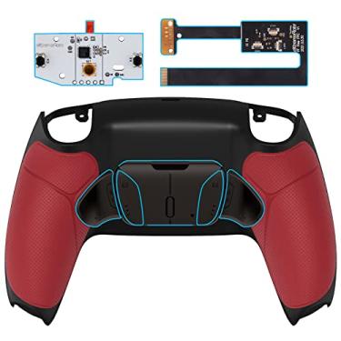 Imagem de eXtremeRate Kit de remapeamento RISE4 versão de botões de metal real preto para controle PS5 com aderência emborrachada vermelha preta redesenhada, placa de atualização e 4 botões traseiros para controle PS5