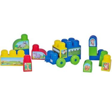 Imagem de Blocos De Montar P/ Bebês Passeio Na Selva 20 Peças Grandes - Cotiplás