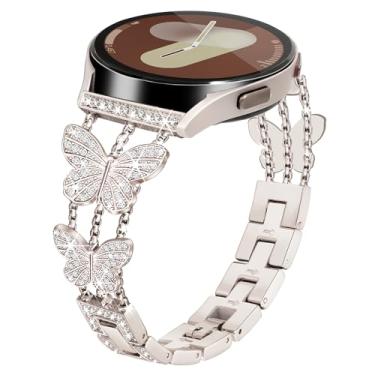 Imagem de Aniaboho Pulseira feminina para Samsung Galaxy Watch 7 6 5 4 FE de 40 mm e 44 mm, pulseira feminina de diamante de 20 mm para Samsung Watch 7 6 5 4 FE/5 Pro/Watch 6 4 Classic/Watch 3 de 41 mm/Active 2