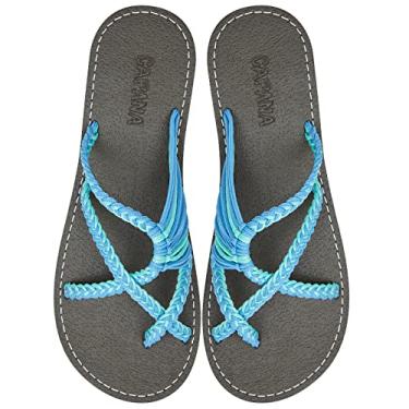 Imagem de Capana Sandálias rasteiras femininas de tecido - sandálias trançadas com tiras, sandálias de praia para mulheres verão elegante, sandálias boêmia de corda, sapatos femininos casuais de primavera,