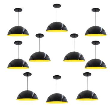 Imagem de Kit 10 Luminária Pendente Meia Lua 50cm Interior Amarelo Com Fiação 11