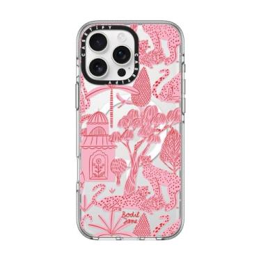 Imagem de CASETiFY Capa transparente para iPhone 16 Pro Max [não amarela/2 m. Proteção contra quedas de grau militar/Magsafe] - Cheetah Paradise Pink - Transparente