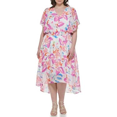 Imagem de DKNY Vestido feminino com manga esvoaçante e flare, Combo Pnk, 48
