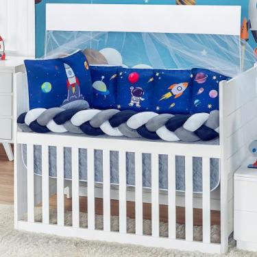 Imagem de Kit Berço Trança Completo Chuva de Amor Arco Iris Nuvem Coração 10 peç