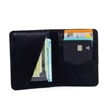 Imagem de Carteira Porta Cartão Slim Masculino em Couro Cnh Nota Cartão - Pampas