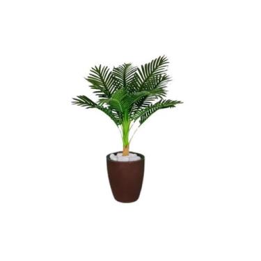 Imagem de Planta Artificial Árvore Palmeira 95cm Real Toque Kit + Vaso S. Marrom