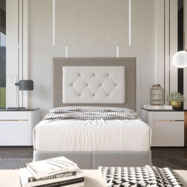 Imagem de Cabeceira Solteiro 0,90m Havana Suede Bege Dal Poz Estofados