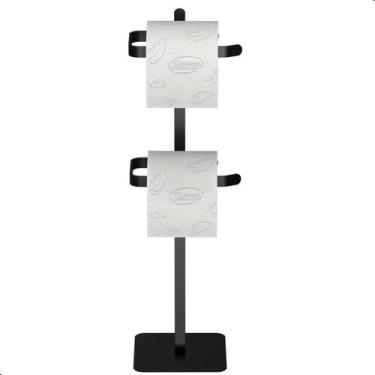 Imagem de Suporte Papel Higiênico Chão Duplo Porta Papel Un.Oslo - Unidas, Preto