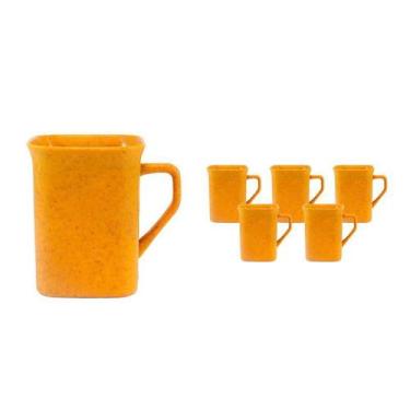 Imagem de Kit 6 Canecas Quadrada Fibra Madeira Amarelo 250Ml - Bb Store