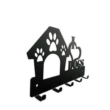 Imagem de Porta Chaves I Love Dogs 22 x 15 cm Preto Lixa - Artístic Laser 