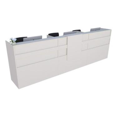 Imagem de Balcão Recepção Caixa 280cm Branco - Linha Premium - Mod 1.1 - Marcena