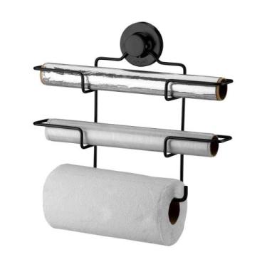 Imagem de Suporte De Papel Toalha Alumínio Pvc Ventosa Preto Future    Ref:4018P