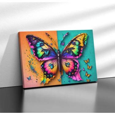 Imagem de Quadro Tecido Canvas Borboleta Mariposa Cores Colors 01 - LindaCasaPre