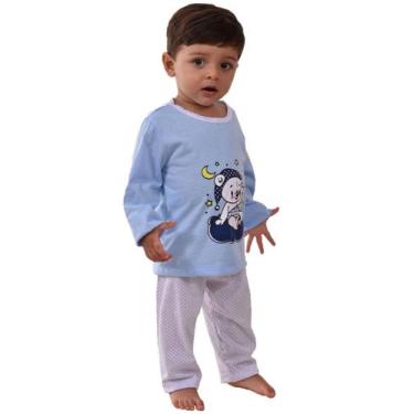 Imagem de Kit 3 Pijamas Infantil Estampado Calça e Blusa Longa Inverno Bebê - Be