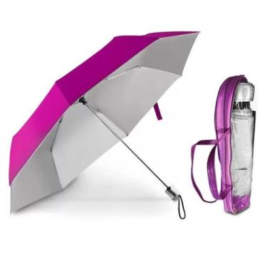 Imagem de Guarda Chuva Proteção Solar Resistente Cabe Na Bolsa Rosa - Voyagem