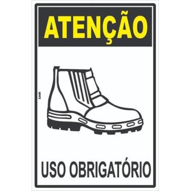 Imagem de Placa de Sinalização EPI - Uso Obrigatório de Bota, Botina e Coturno -