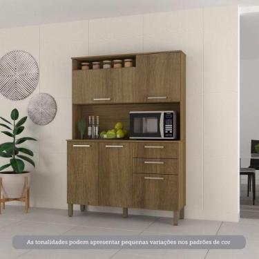 Imagem de Cozinha Compacta 5 Portas E 2 Gavetas Com Tampo Luciane Móveis Carvalh