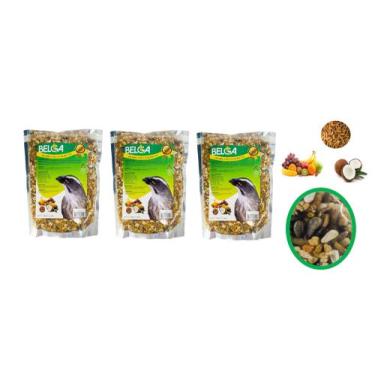 Imagem de Kit 4 Rações  Ração Pássaro Preto Sábia Melros Pixarro Coco c/Frutas 5