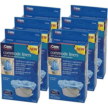 Imagem de Carex Health Brands Forros para vaso sanitário – 42 forros para vaso sanitário (6 caixas com 7 unidades) – Serve na maioria dos cômodos sanitários, com pó absorvente, comporta líquido de 2 litros, descartável