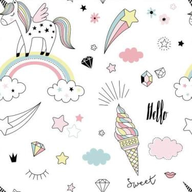 Imagem de Papel De Parede Teens Unicórnios E Arco-íris - 3,30x0,50m - DEKAL DECO