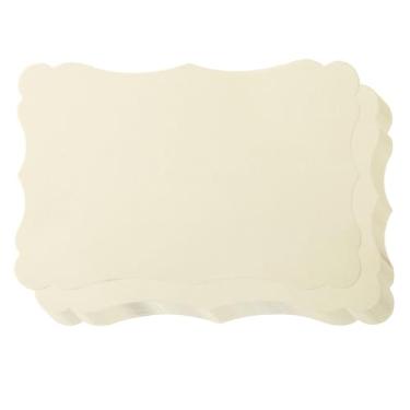 Imagem de Pacote com 50 cartões kraft em branco, papel grosso, cartões de felicitações marrons para menus de vale-presente DIY, chá de bebê e convites de casamento (creme, 10 x 15 cm)