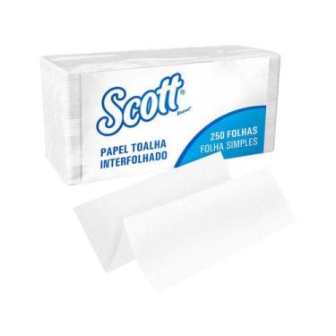 Imagem de Papel Toalha Folha Simples Scott Interfolhado - 250 Folhas