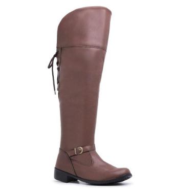 Imagem de Bota Over Montaria Feminina Sintetico Cano Longo De Amarrar Atrás Maci