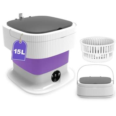 Imagem de Máquina de lavar portátil ABXKZ 15L Mini com secador giratório roxo