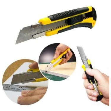 Imagem de Estilete Emborrachado Com Trava 8 Lâminas Profissional - Aco Forte, PR