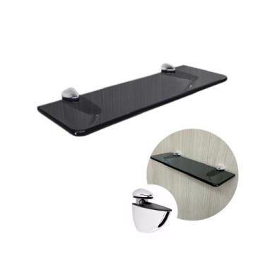 Imagem de Prateleira Para Banheiro Vidro 8mm 100x15cm Com Suporte - Mixso
