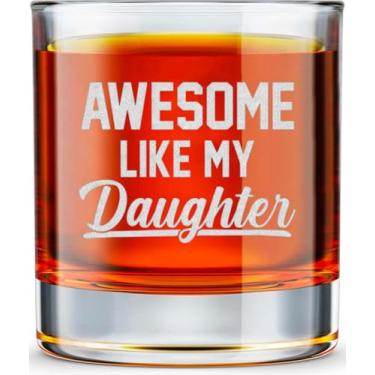 Imagem de MINIVINE Presentes de Natal para pai da filha - Melhores presentes de Natal engraçados para pai, nova menina pai - Awesome Like My Daughter 283 g Whisky Rock Glass